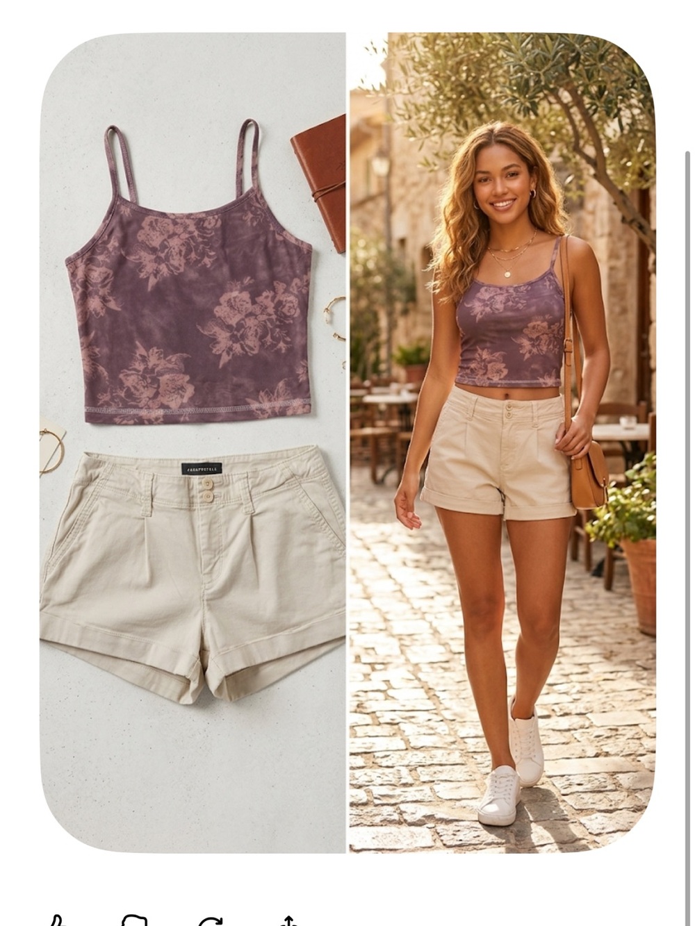 Effortless Summer Vibe: Floral Cami & Tailored Chino Shorts Set